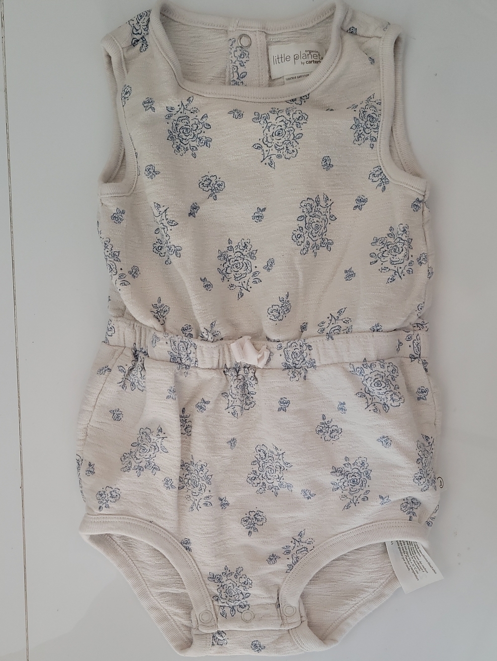 Little Planet by Carter's Organic Cottom Cream Floral Sleeveless Romper jumpsuit